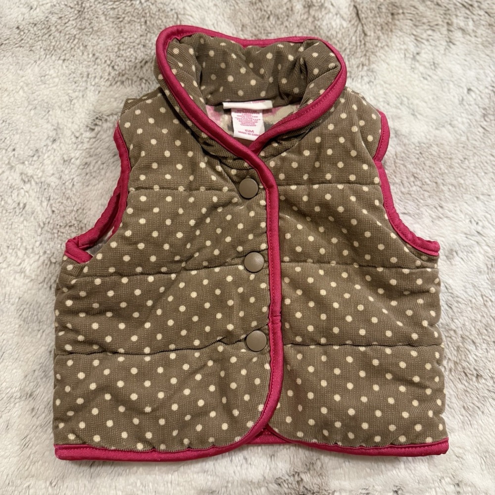 Vintage Brown & Pink Genuine Kids From Oshkosh Corduroy Baby Vest Size 6 Months